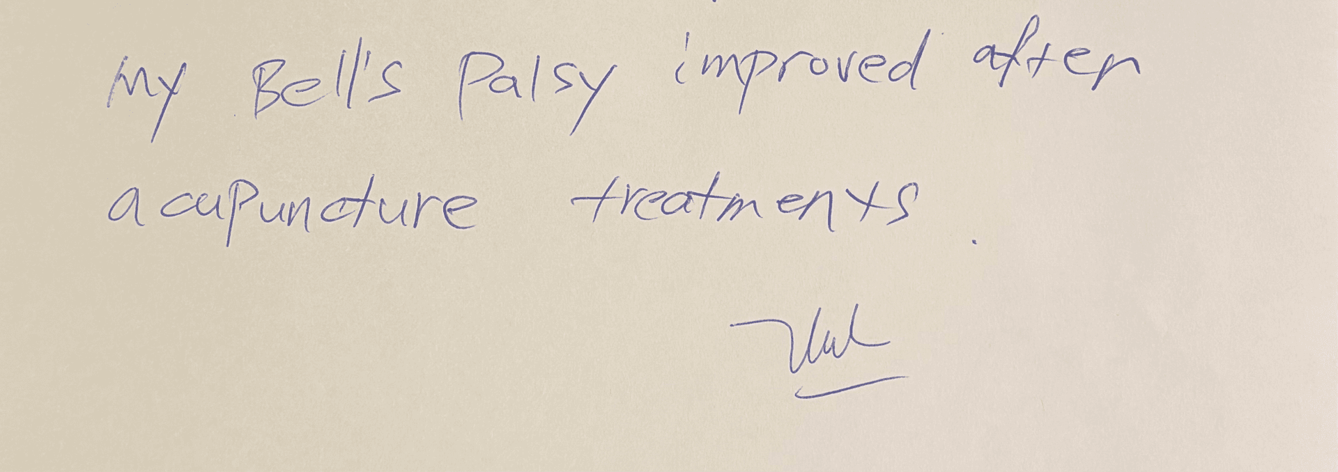 Handwritten patient testimonial 2